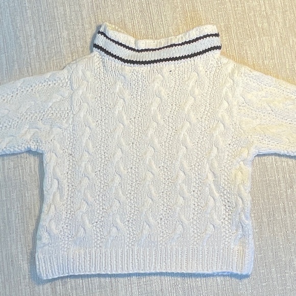 Ralph Lauren Baby White 100% Cotton V-Neck Sweater Size 0-6 Months - Picture 6 of 10